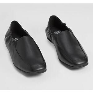 Eileen Fisher Sim Nappa Black Leather Loafer Slip On Flats Square Toe Size 10